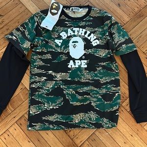 New with tag rare bathing ape long sleeve shirt